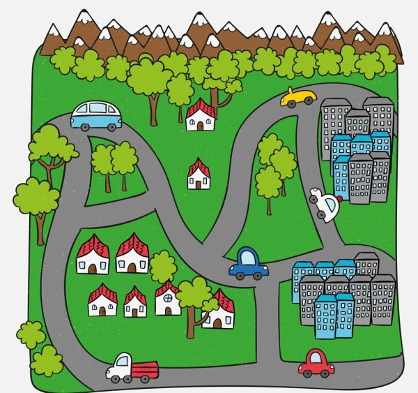 Рисованная карта местности