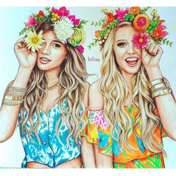 Подруга нарисованная цветные