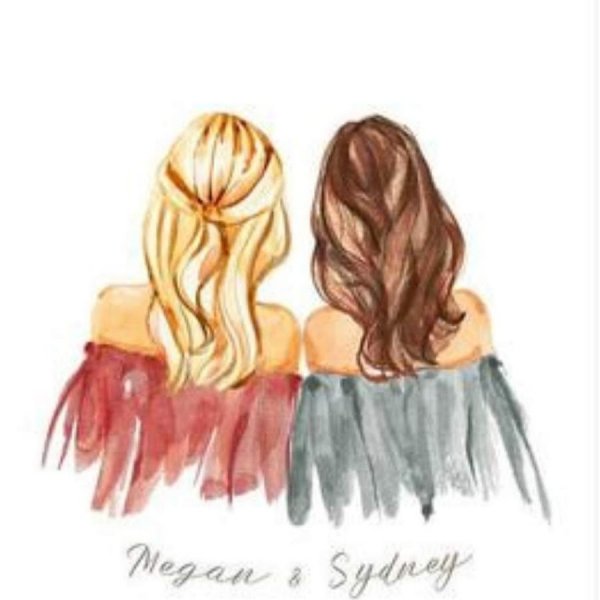 Нарисованные подруги со спины