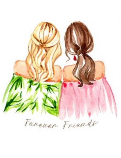 Нарисованные подруги со спины