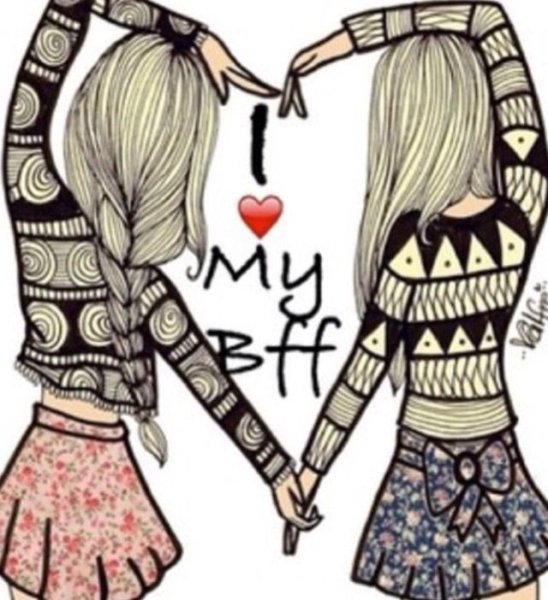 Рисунки для срисовки две подруги