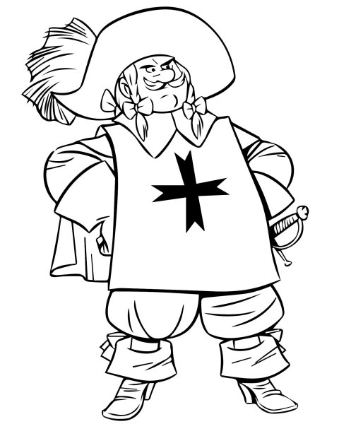 Новогодний костюм Мушкетер раскраски распечатать