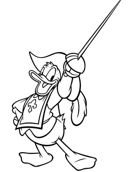 Раскраска три мушкетера Микки Дональд Гуфи