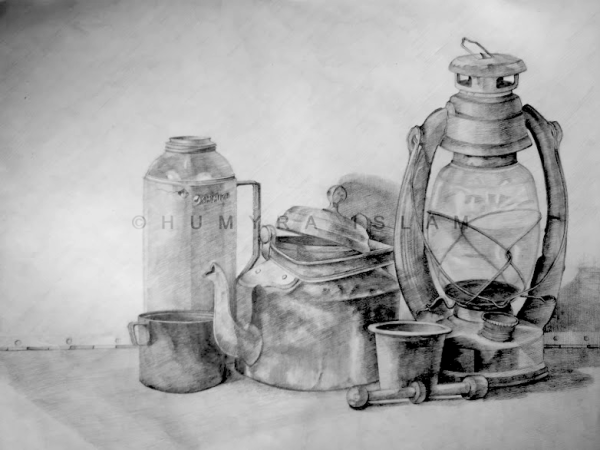 Натюрморт в походе рисунок карандашом