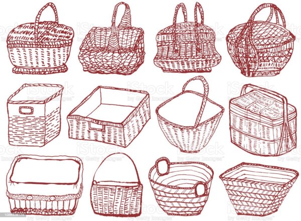 Корзинка плетение вектор