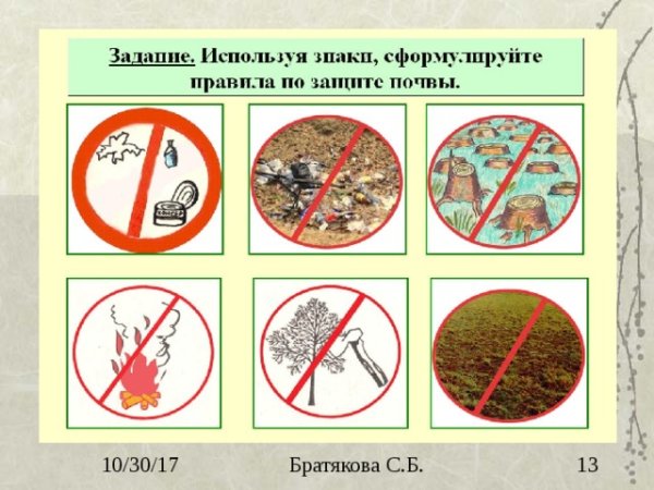 Знаки охраны почвы
