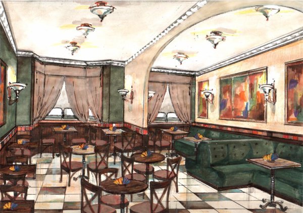 Интерьер кафе перспектива