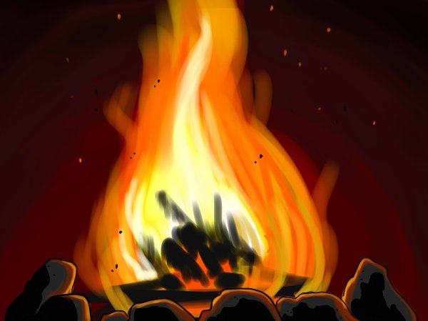 Трафарет огонь в камине