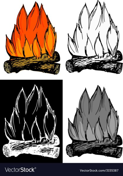 Нарисовать огонь в камине