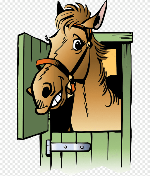 Раскраска лошади в конюшне