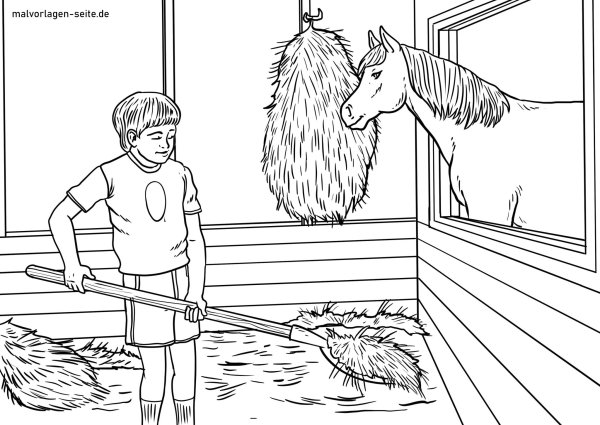 Раскраска конюшня