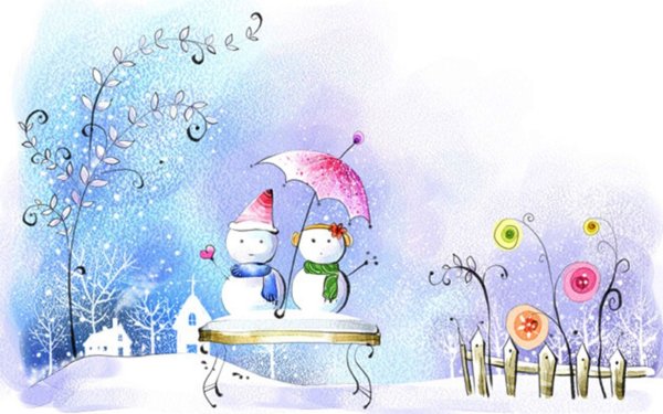 Новогодние иллюстрации акварелью