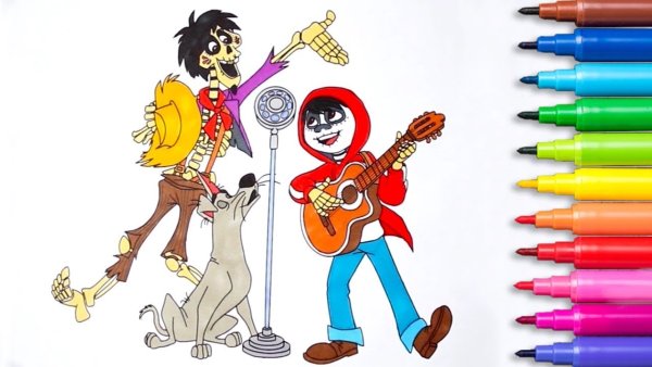 Раскраска тайна Коко Гектор и Мигель