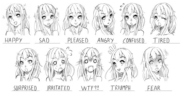 Мимика аниме персонажей