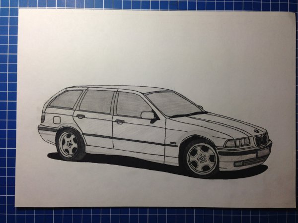 БМВ е36 рисунок карандашом