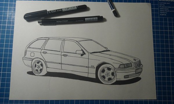 БМВ е36 седан рисунок