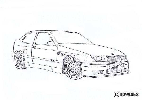 BMW e36 вектор чб седан