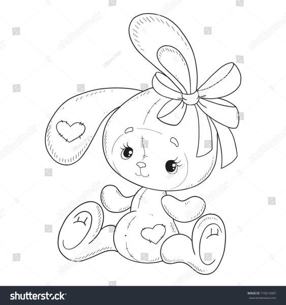 Раскраска плюшевый зайчик