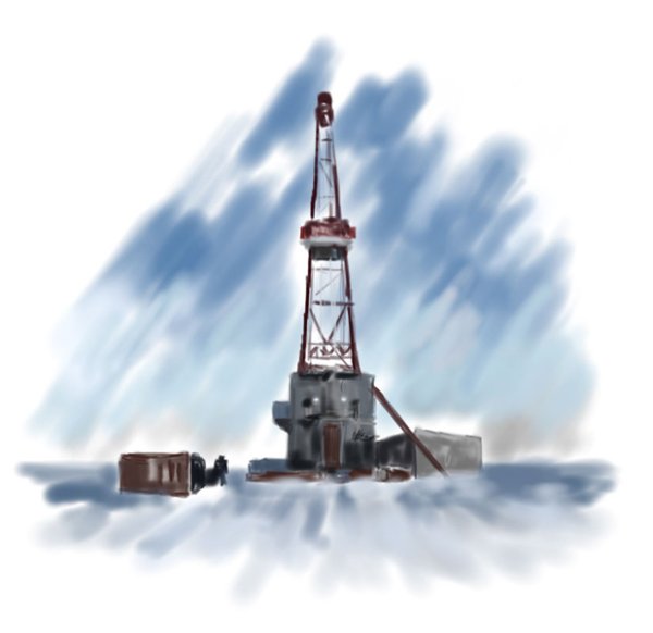 Буровая вышка на белом фоне