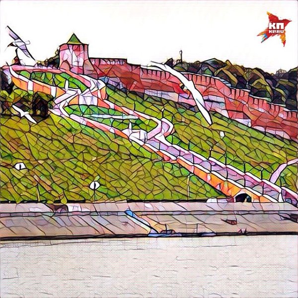 Чкаловская лестница Нижегородского Кремля рисунок