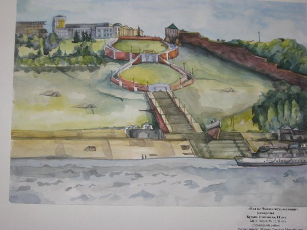 Рисунок Чкаловская лестница в Нижнем Новгороде Чкаловская