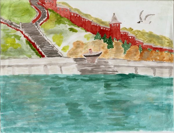 Рисунки детей Чкаловская лестница Нижний Новгород для детей