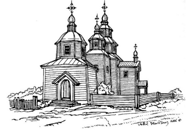 Деревянная Церковь раскраска