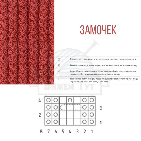 Узор спицами замочек на круговых спицах