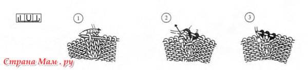 Узор замочек спицами