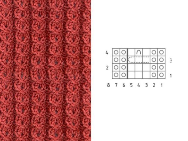 Узор замочек спицами