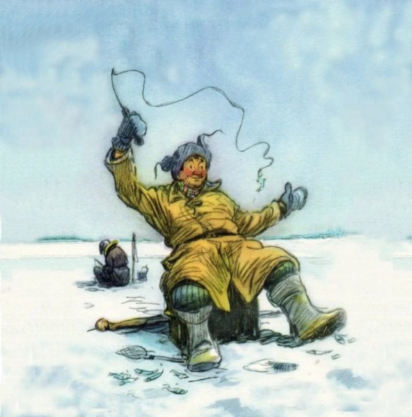 Зимняя рыбалка карикатура