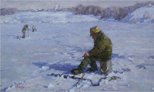 Зимняя рыбалка иллюстрация