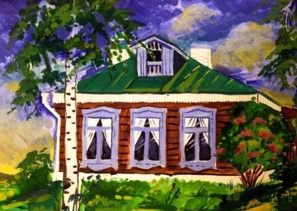 Дома в селе рисование старшая группа