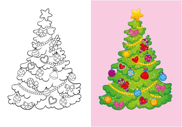 Елка раскраска