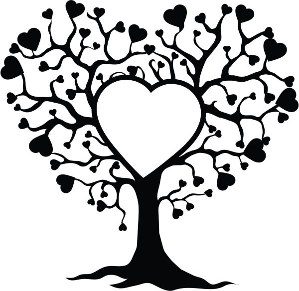 Дерево с сердечками на прозрачном фоне