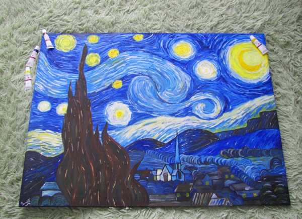Звездная ночь Ван Гог рисунок