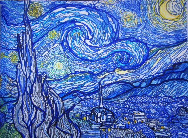 Звездная ночь Ван Гог рисунок