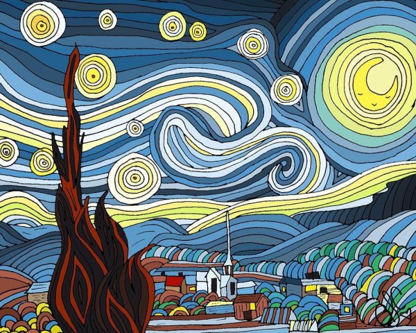Ван Гог Звездная ночь стилизация