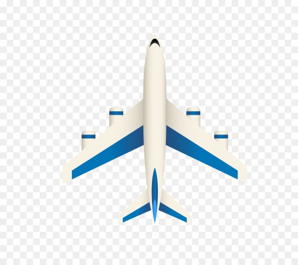 Самолет вид сверху на прозрачном фоне