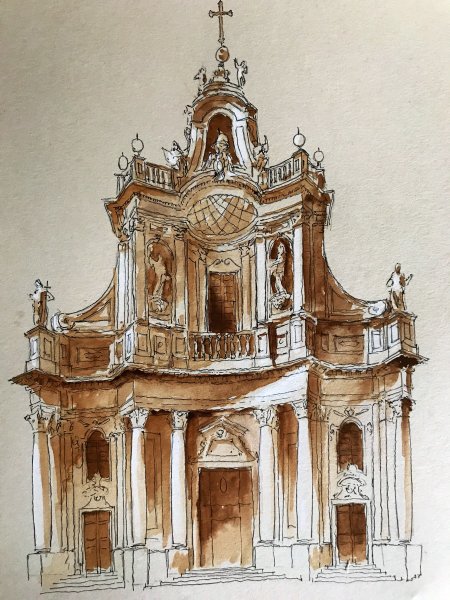 Элементы архитектуры акварелью