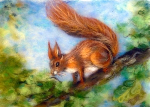 Шерстяная акварель Белочка