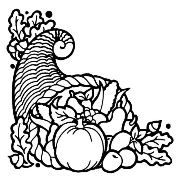 Рог изобилия с фруктами и овощами