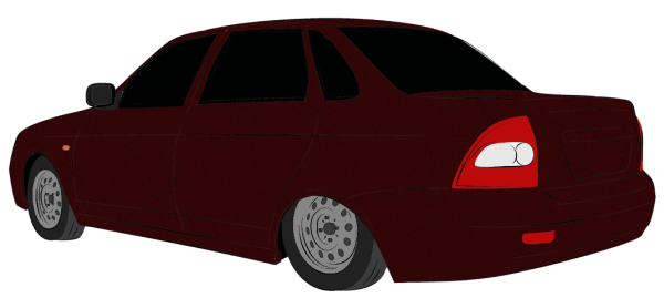 Приора заниженная сбоку Векторная Графика мультяшная