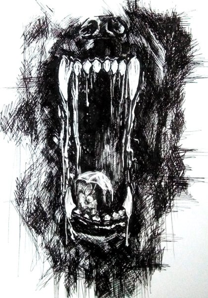 Лицо волка с оскалом