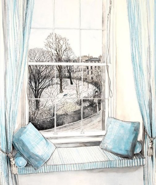 Нарисовать окно с подоконником