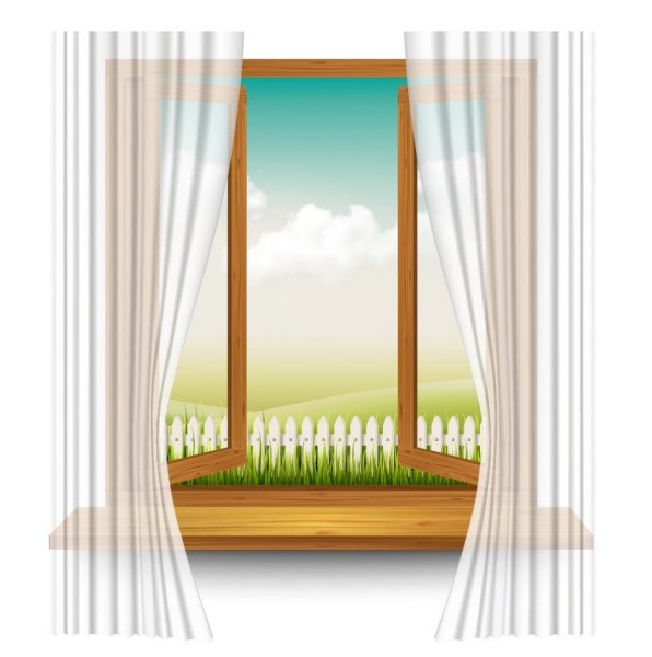 Окошко с занавесками