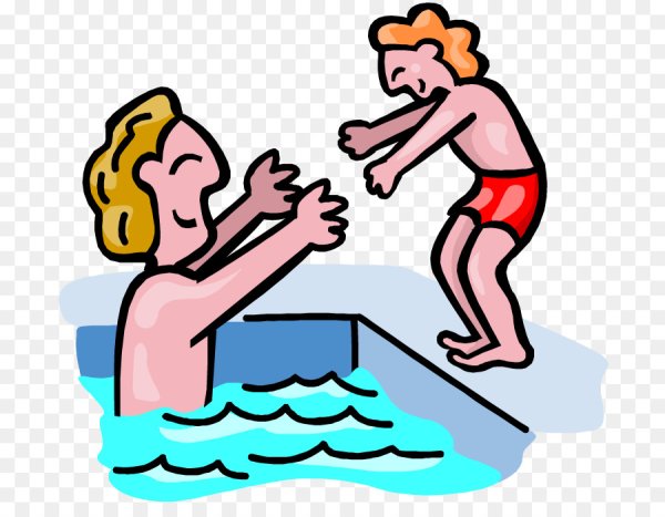 Смайлик купается в бассейне