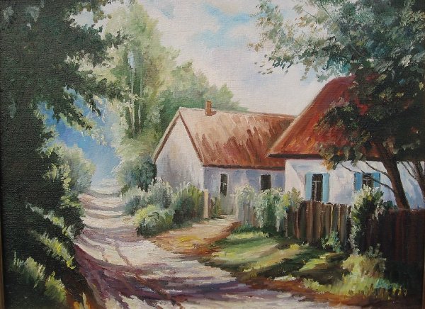 Деревенский пейзаж в перспективе