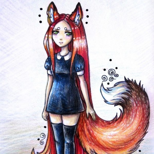 Девушка лиса рисунок