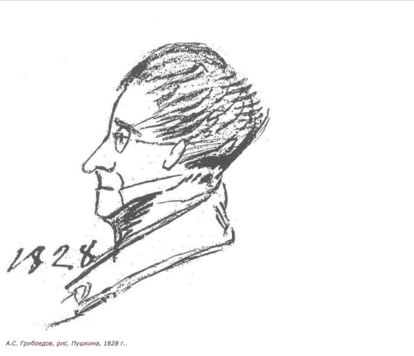 Грибоедов рисунок Пушкина